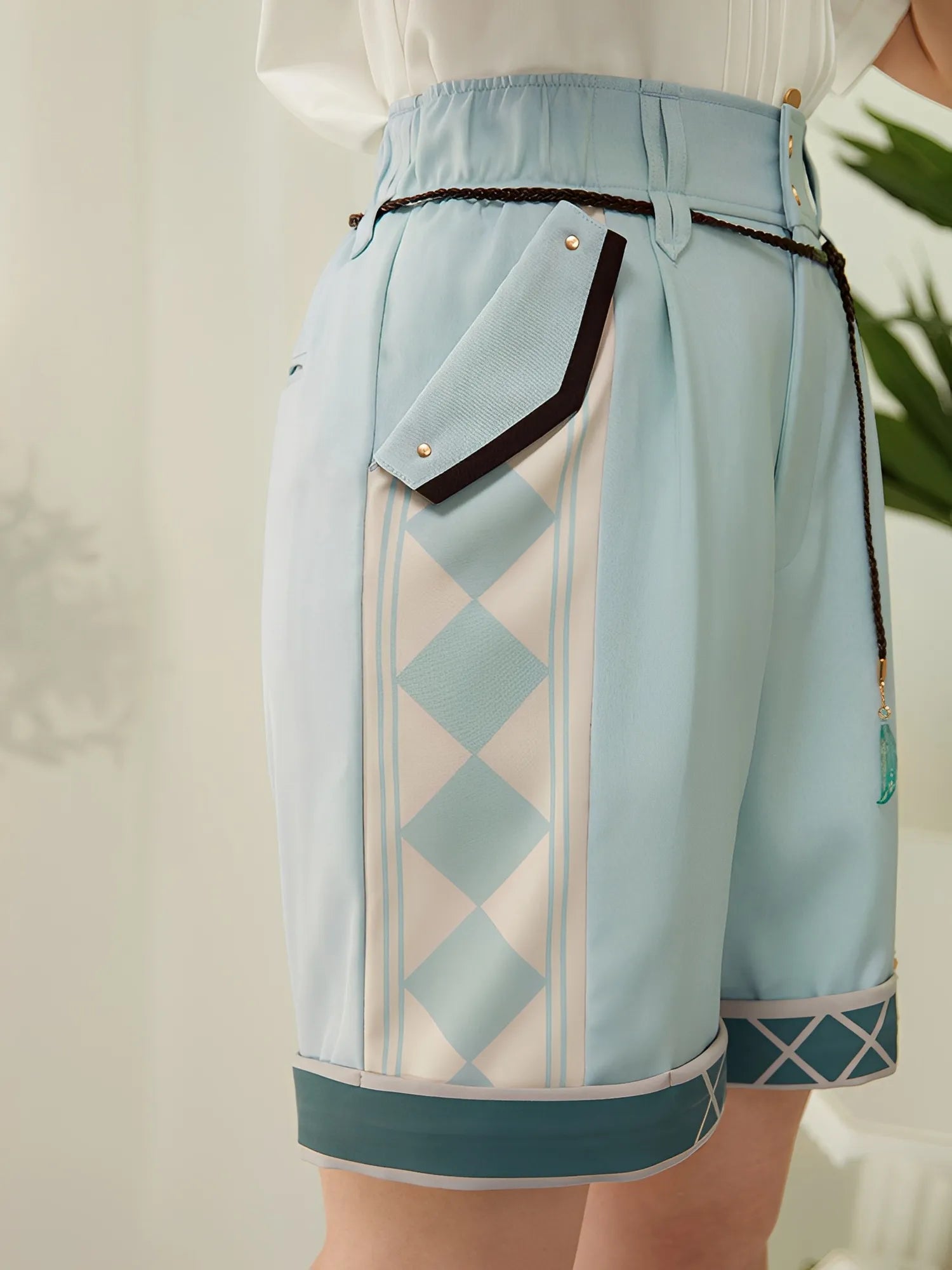 Venti themed shorts hem detail pattern design genshin impact clothing