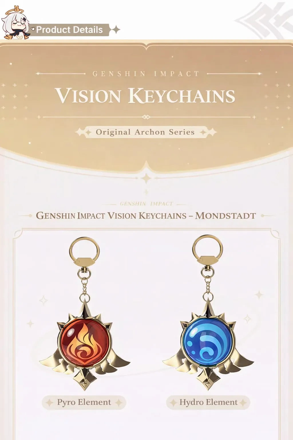 Genshin Impact vision keychain element series overview display