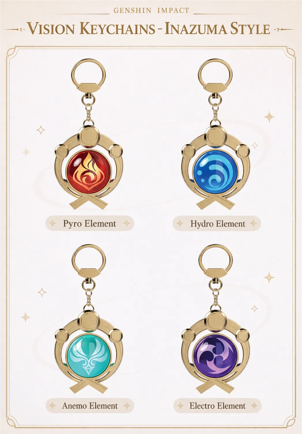Genshin Impact Liyue vision keychain element collection