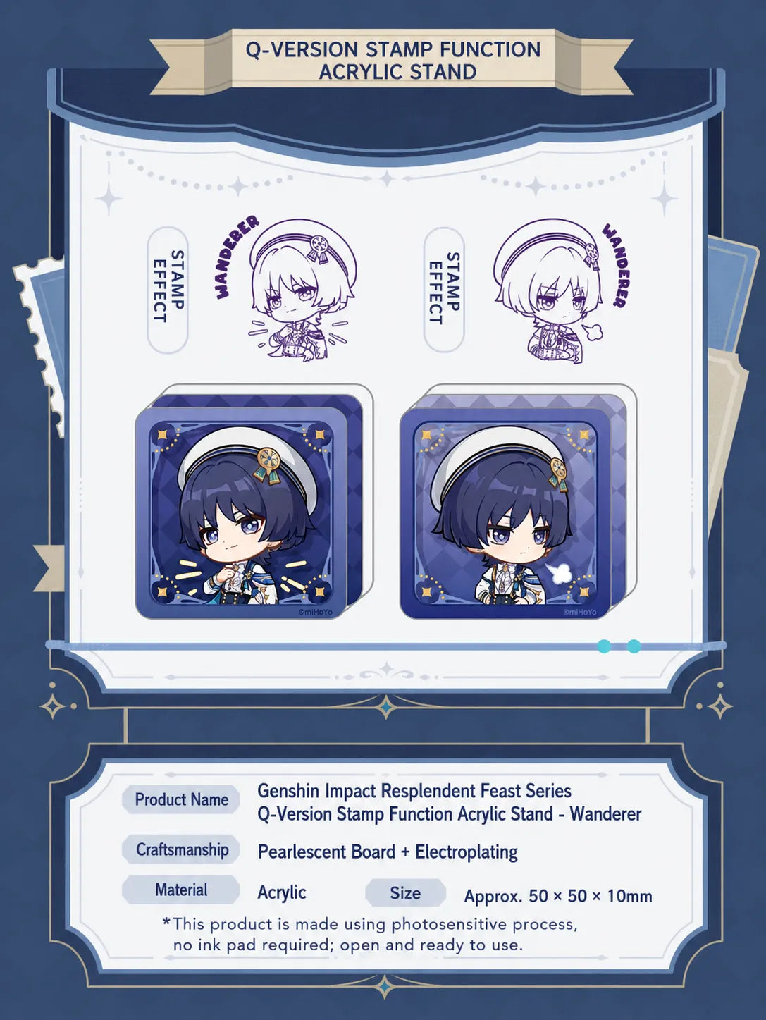 Genshin Impact Wanderer magnetic acrylic photo frame stand detail