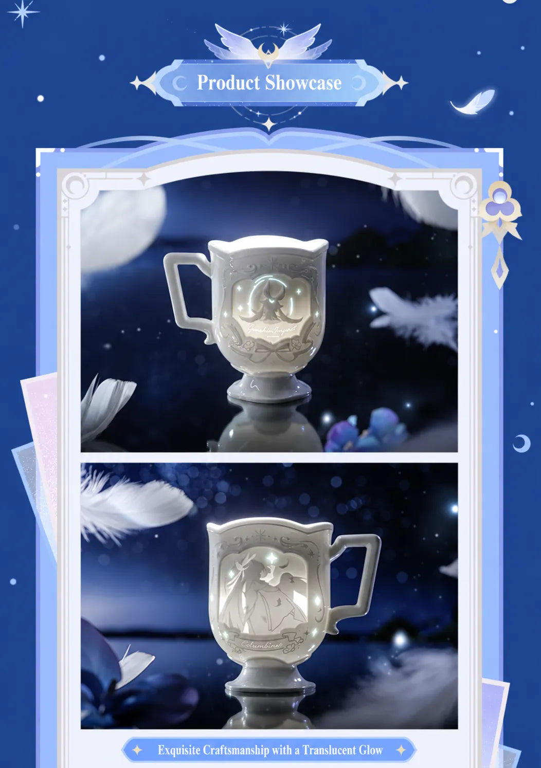 Columbina porcelain cup displayed with decorative stainless steel stirring stick