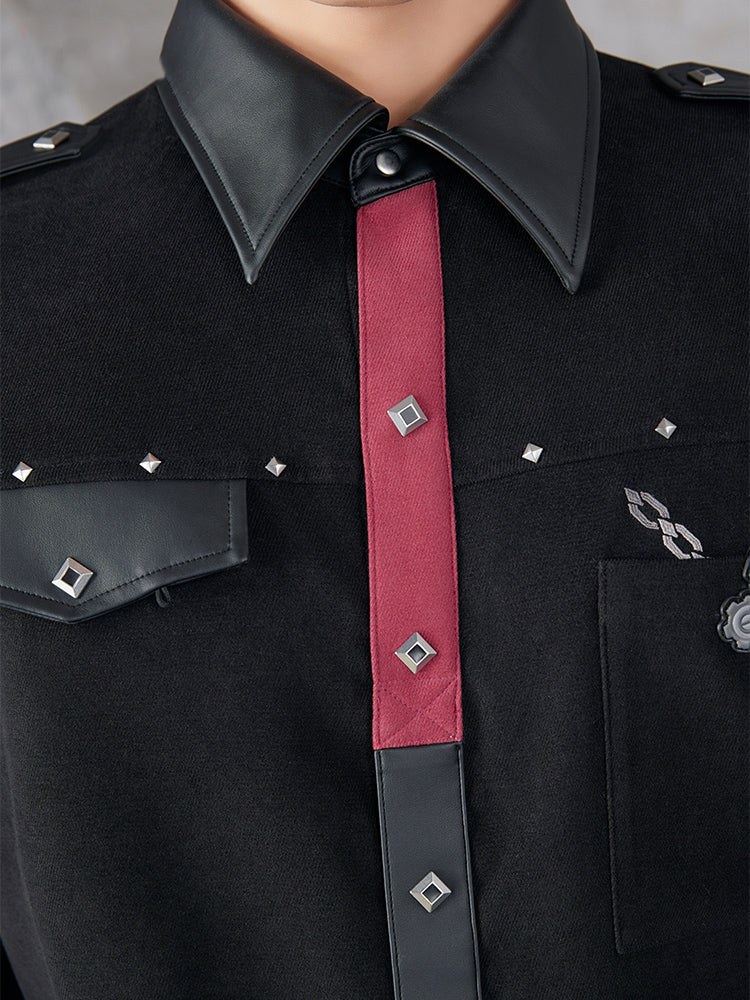 Genshin Impact Wriothesley casual shirt with custom metallic decorations and contrast red detailing