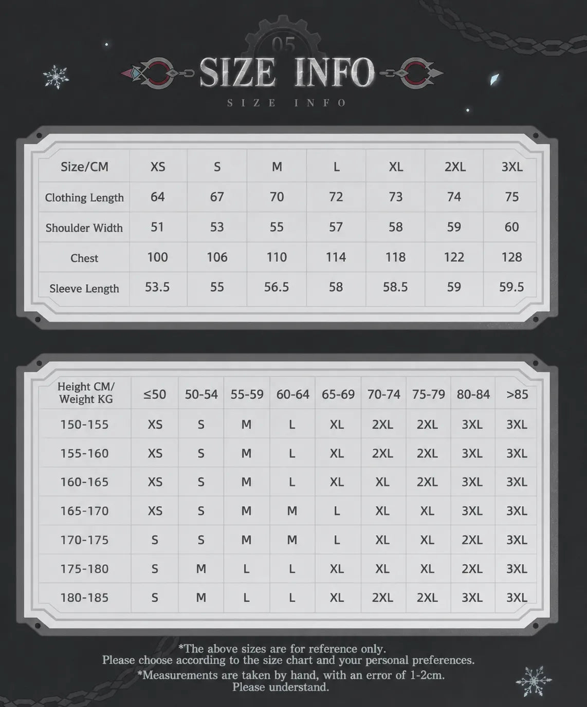 Genshin Impact Wriothesley casual shirt size chart and fitting reference guide