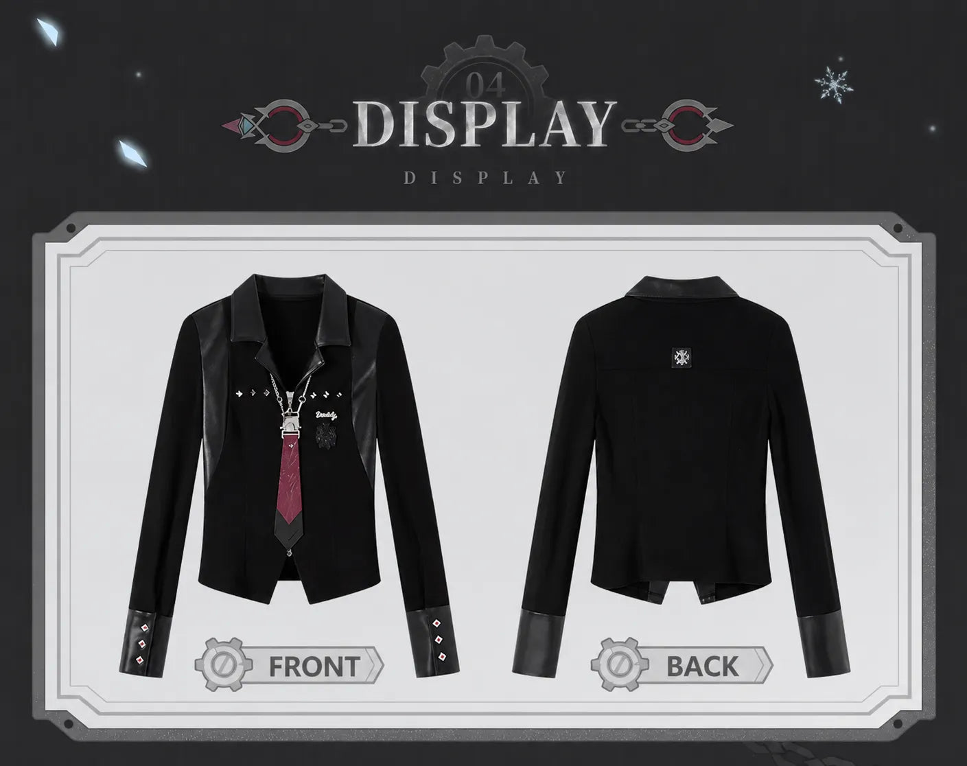 Genshin Wriothesley knitted shirt with custom PU collar and layered tie-inspired decoration