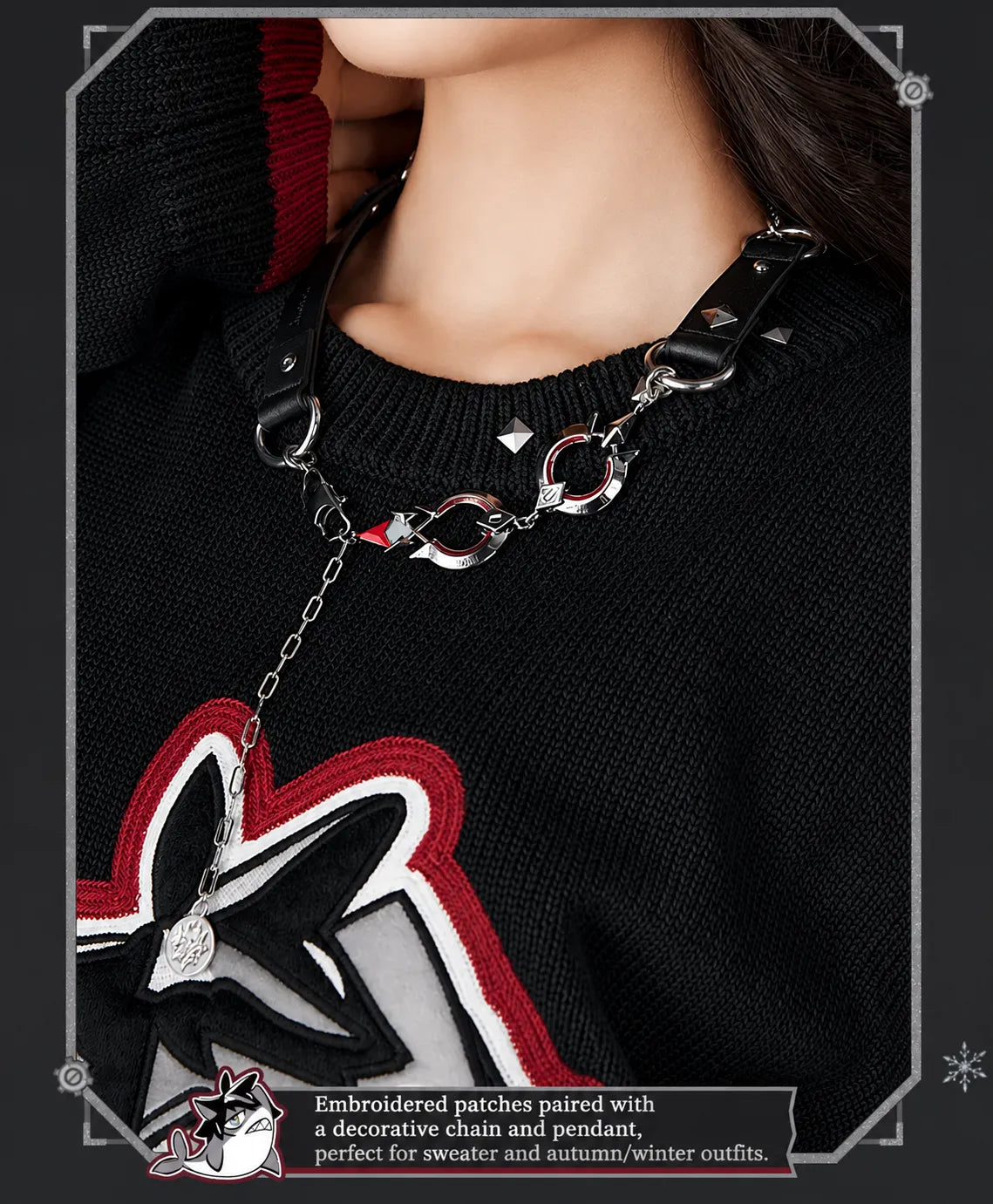 Adjustable extension chain detail on Wriothesley themed necklace