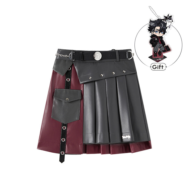 Genshin Impact Wriothesley Themed Impression Series pleated skirt front and back display on white background