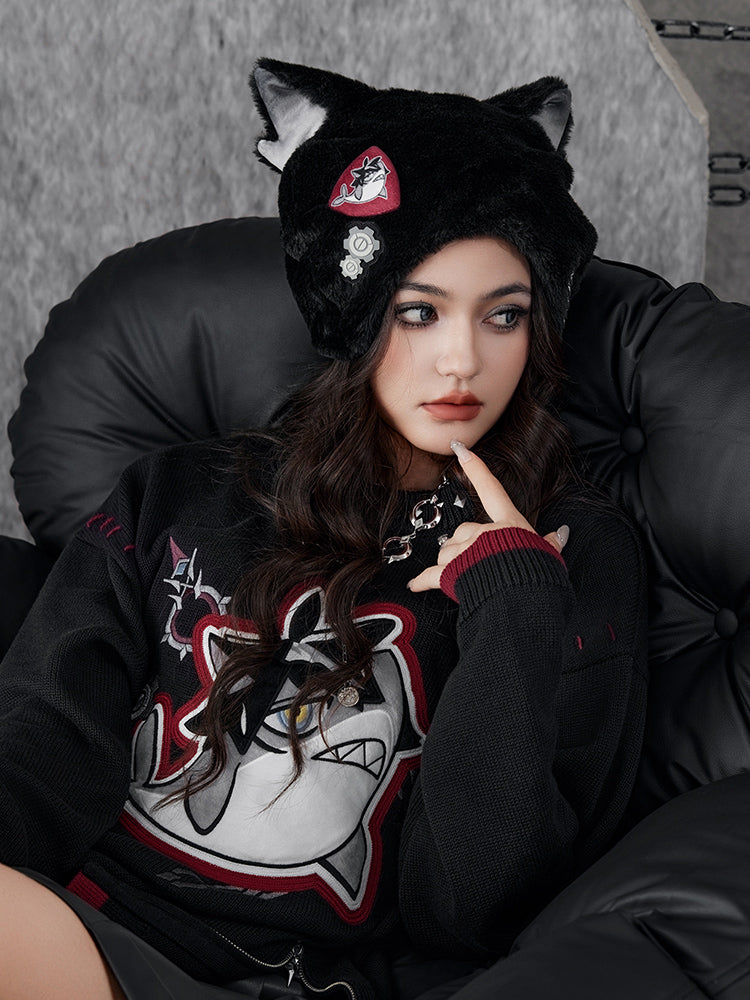 Genshin Impact Wriothesley plush fur hat featuring faux fur texture and themed winter accessory details