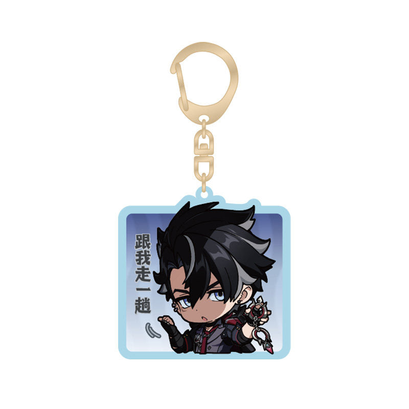 genshin impact wriothesley q version emoji keychain front view