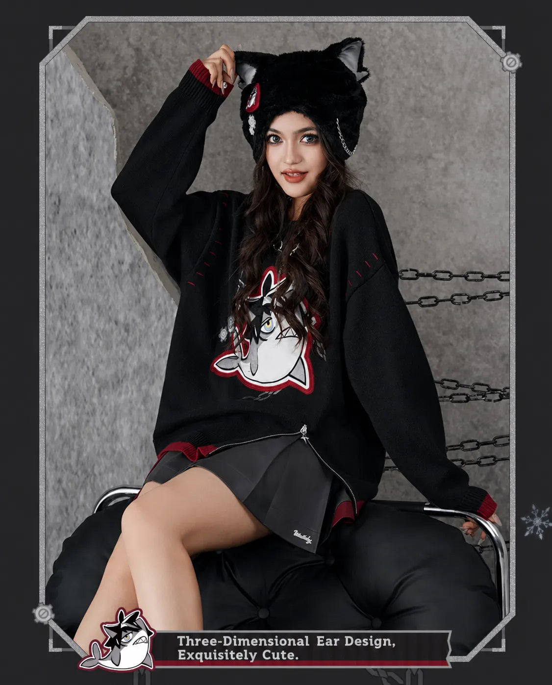Custom soft rubber gear accessories featured on Wriothesley themed fur hat