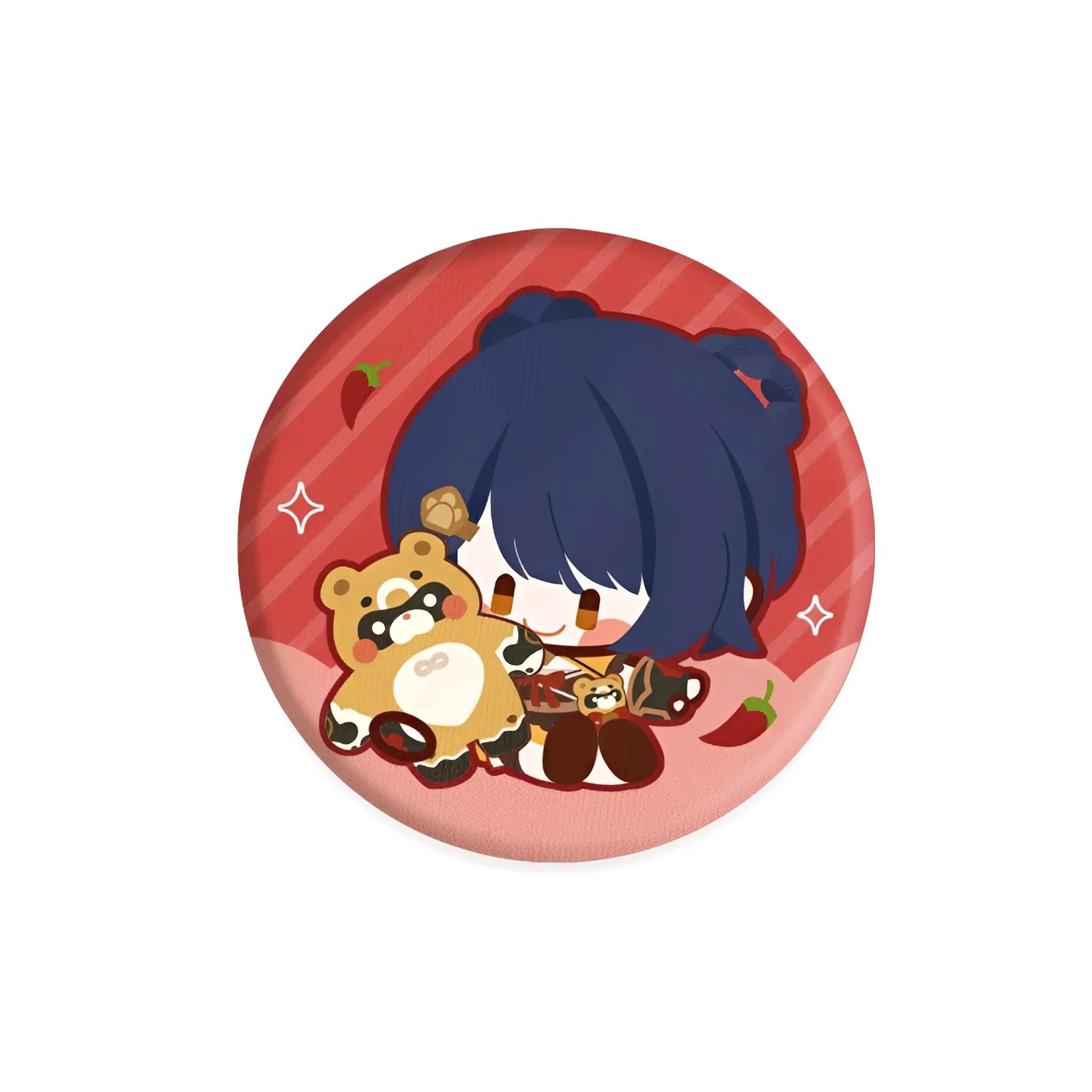 Genshin Impact Xiangling chibi plush badge anime character pin collectible