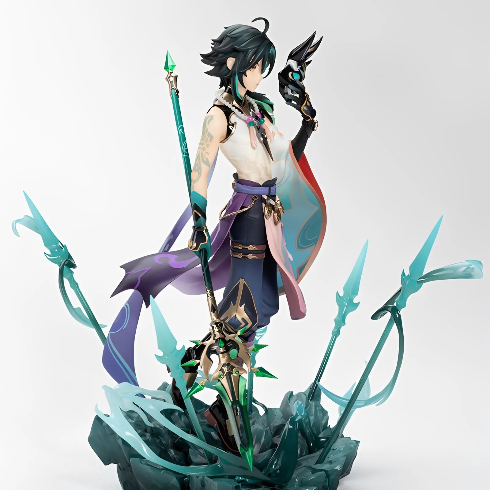 Genshin Impact Xiao figure dynamic base with swirling elemental effects