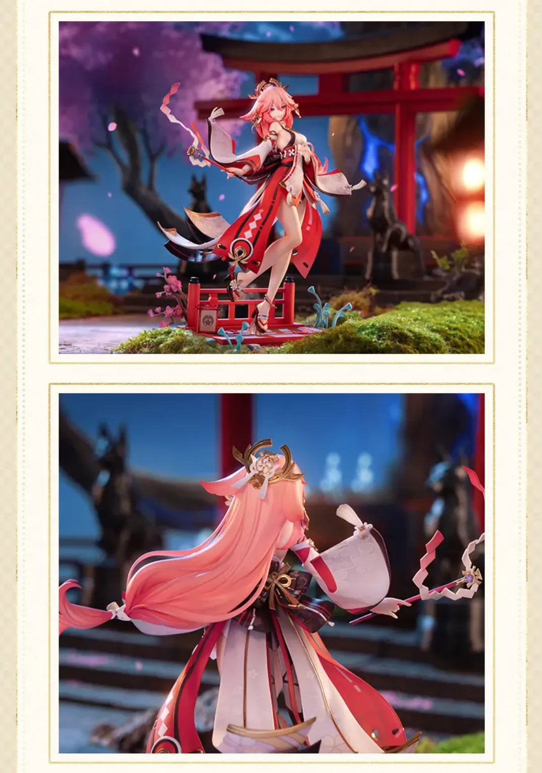 Back view of Yae Miko Ethereal Smile Ver. 1/7 Scale Figure showing flowing hair and layered outfit