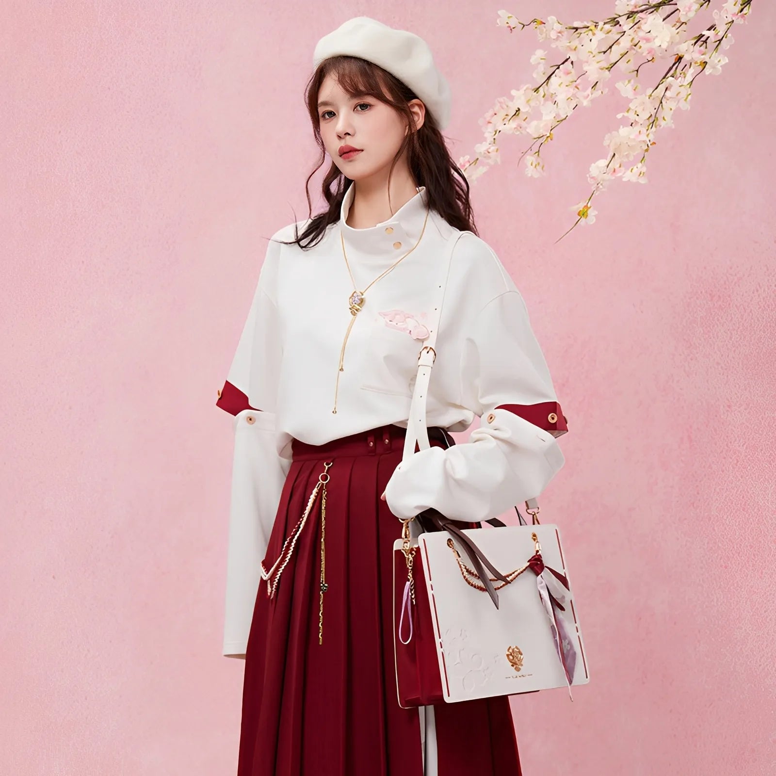 genshin impact yae miko stand collar sweatshirt front full outfit