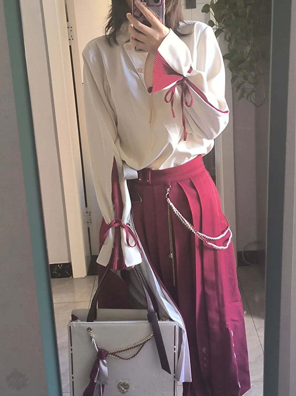 Genshin Impact Yae Miko Themed Pleated Skirt