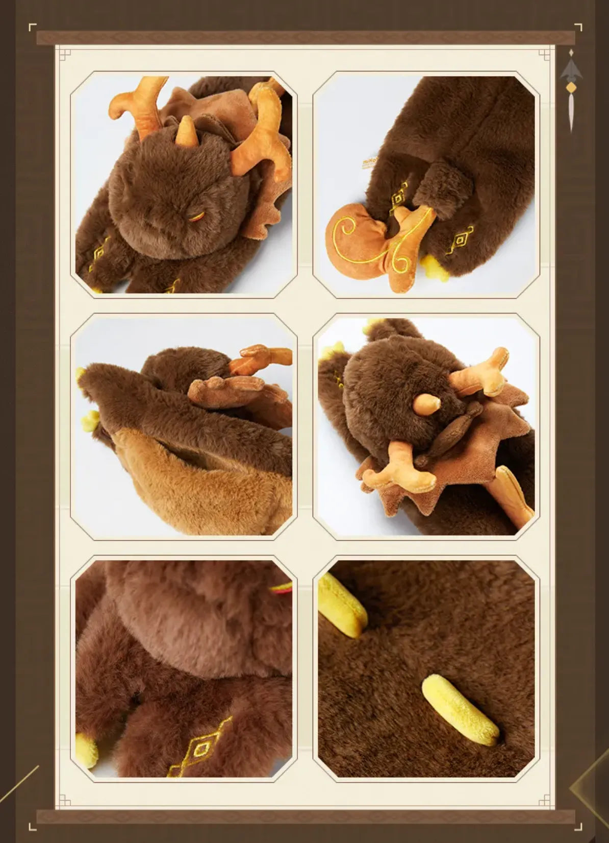 Front and back display of Genshin Impact Zhongli themed plush toy scarf