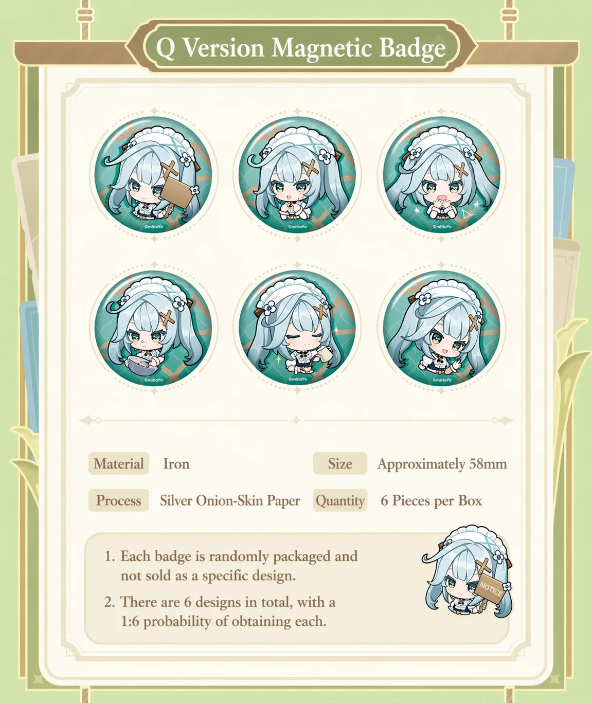 Genshin Impact In-Store Series chibi badge designs random and full set options