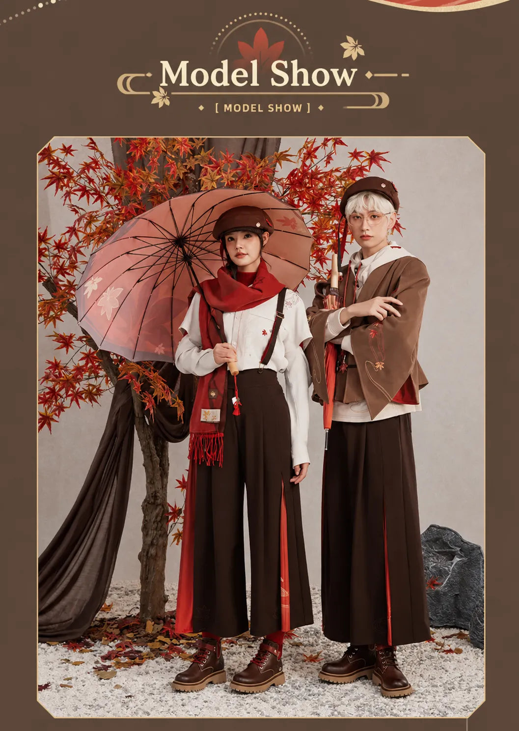 Kaedehara Kazuha themed wide leg pants relaxed silhouette and layered autumn styling