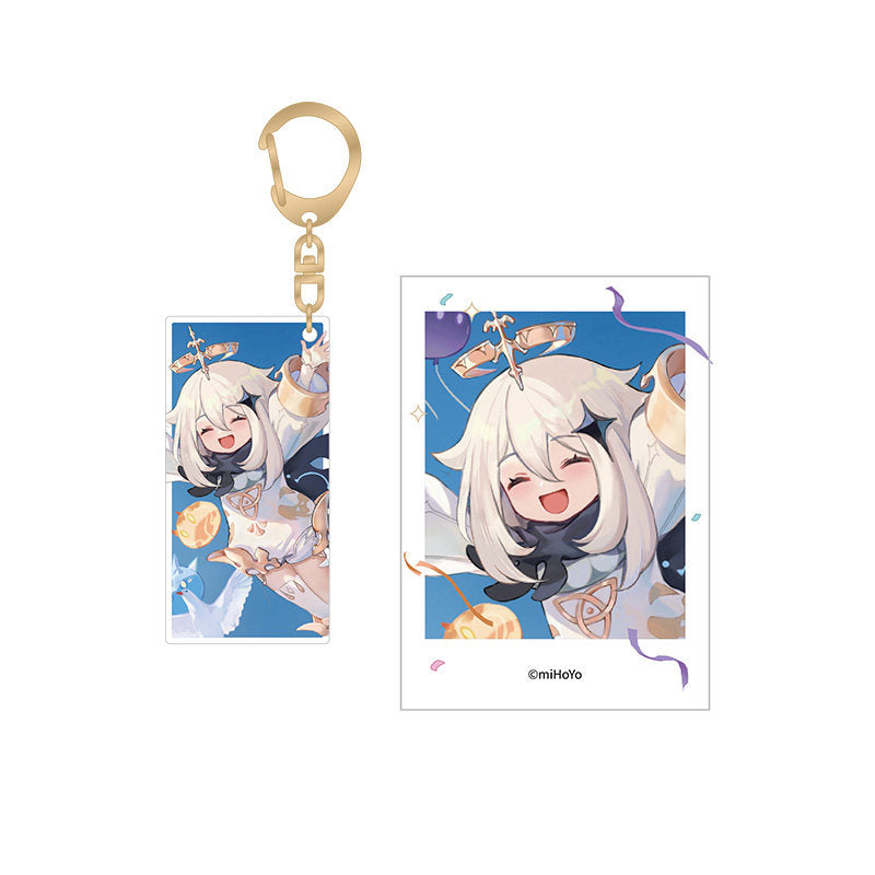 Genshin Impact Paimon 1st Anniversary keychain and photo set