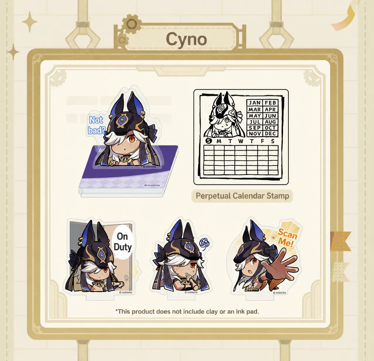Tighnari sticky note stamp stand with chibi themed artwork