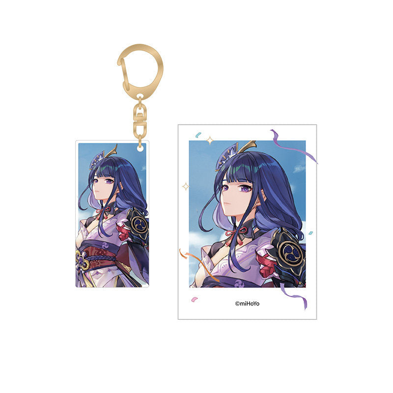 Genshin Impact Raiden Shogun 1st Anniversary keychain and photo set