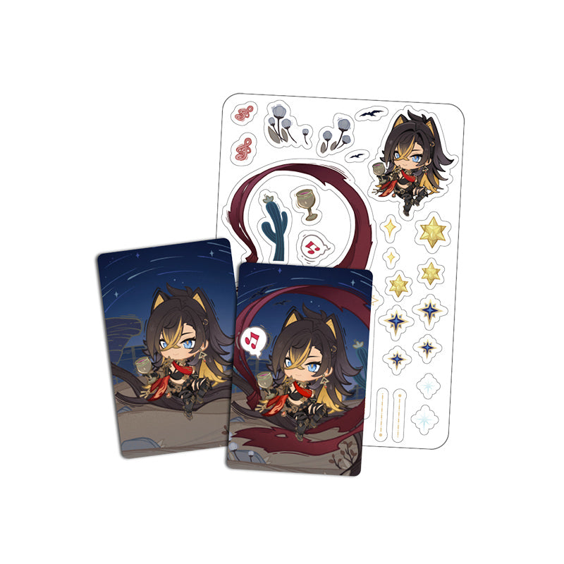 Genshin Impact Starlight Messages card set featuring Dehya chibi design with cards and stickers