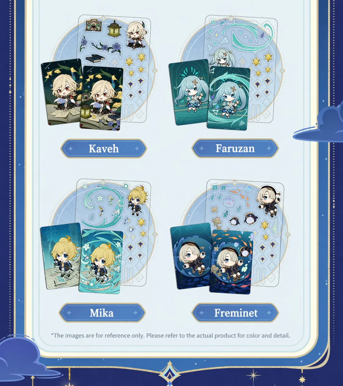 Genshin Impact Starlight Messages card set close up of chibi character cards