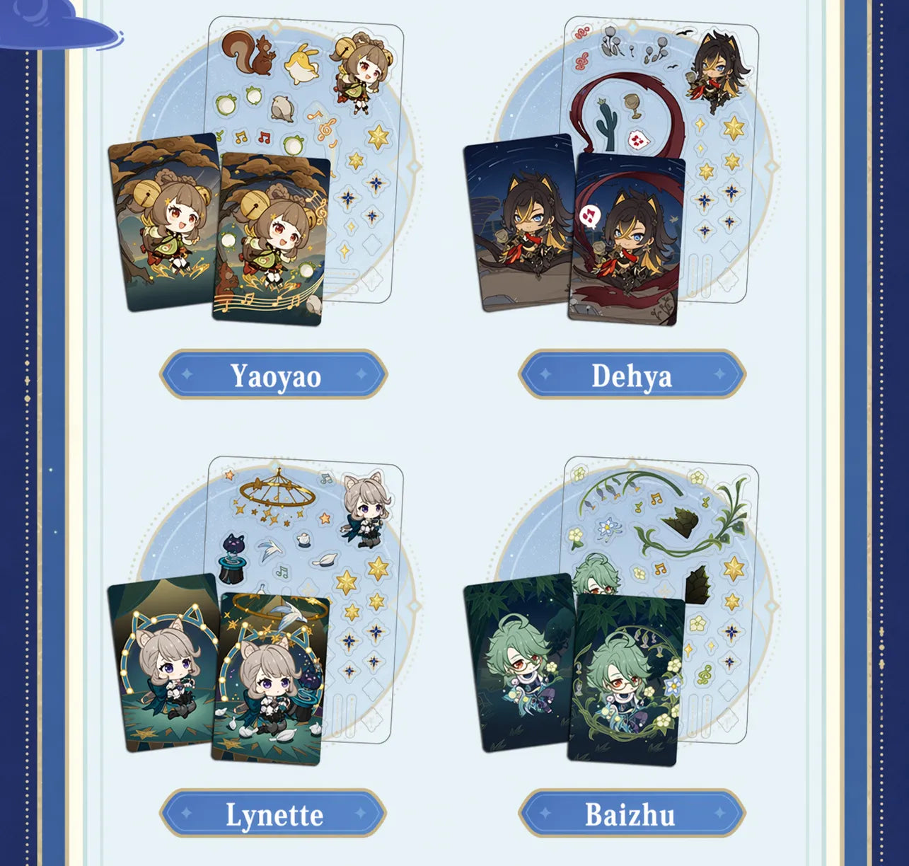 Genshin Impact Starlight Messages card set sticker sheet design details