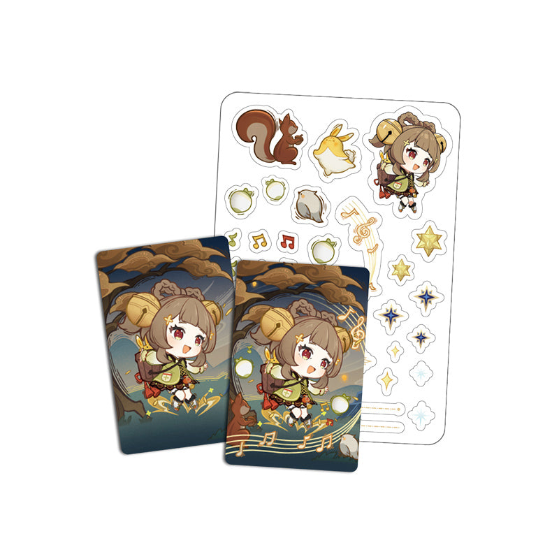 Genshin Impact Starlight Messages card set featuring Yaoyao chibi design with cards and stickers