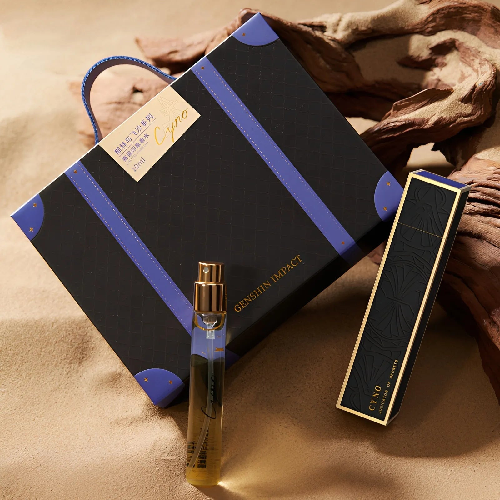 Cyno fragrance set packaging box and perfume bottle desert scene styling