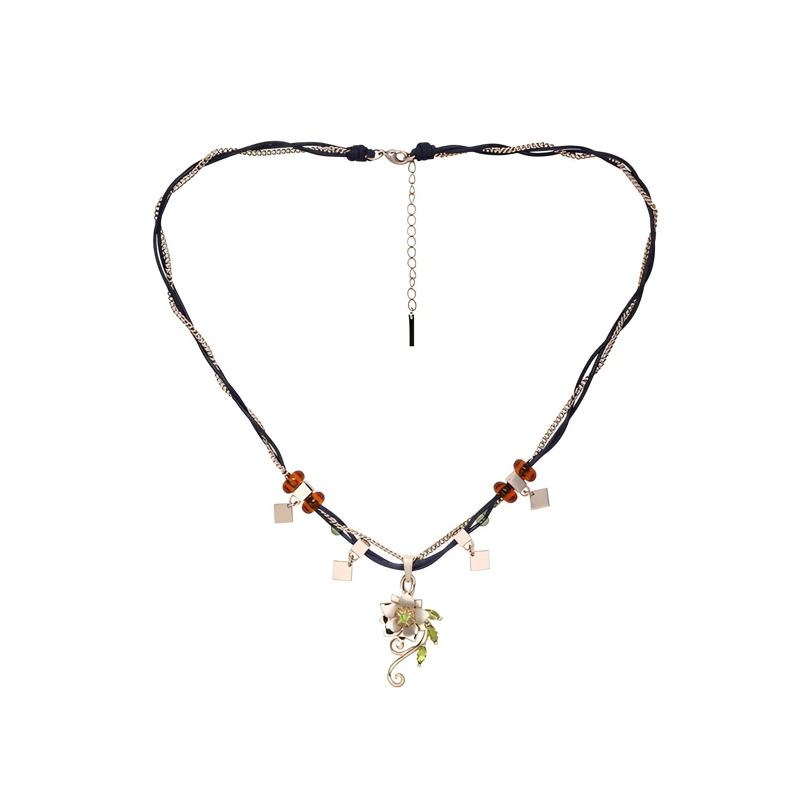 Tighnari necklace on white background showing full chain length and pendant detail