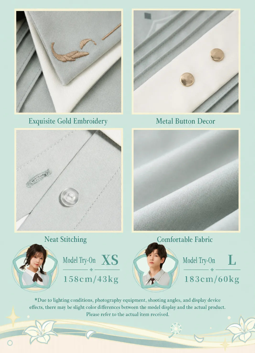 shirt button detail close up clean stitching