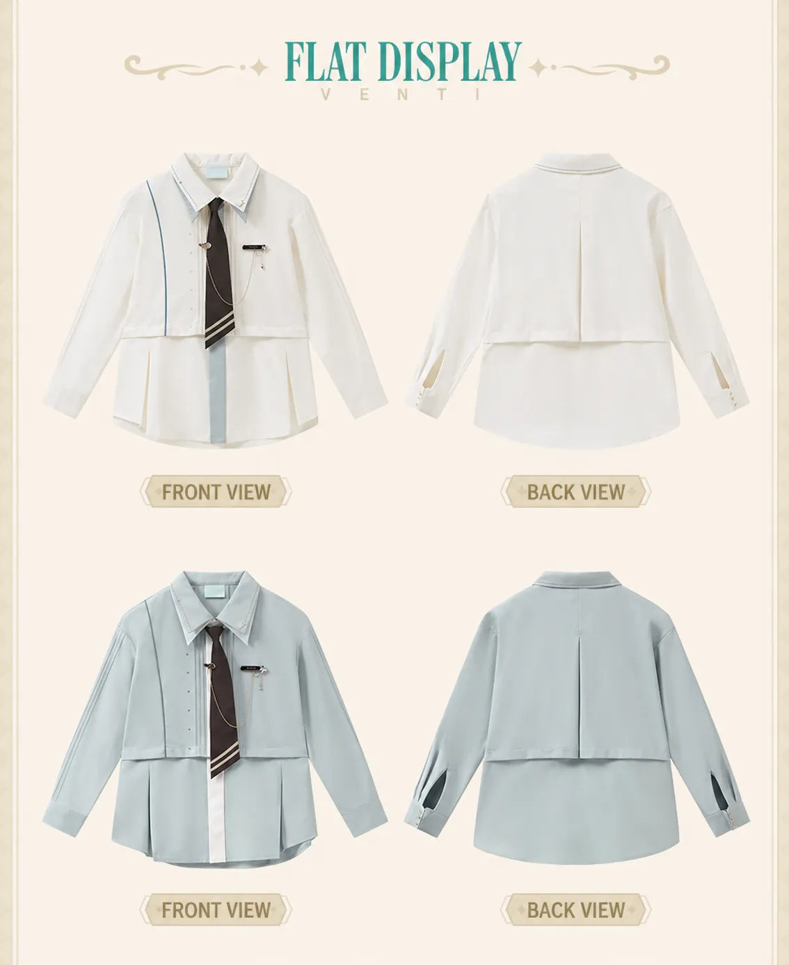Venti long sleeve shirt flat lay front and back view