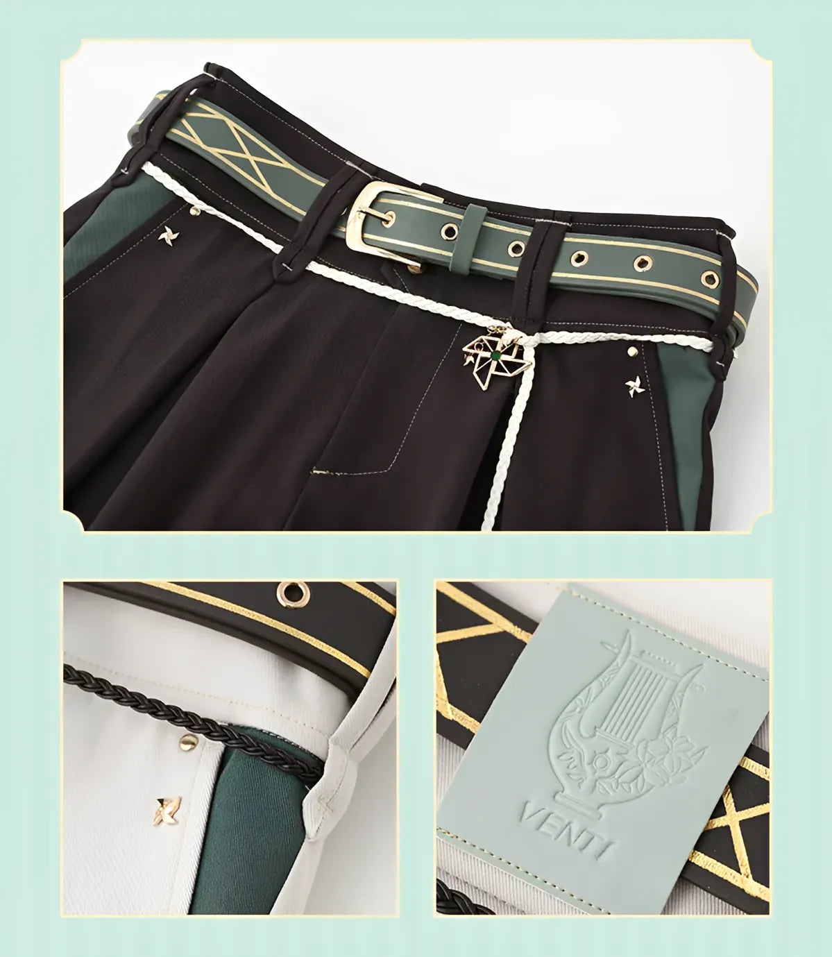 Venti theme pants accessories belt and decorative chain