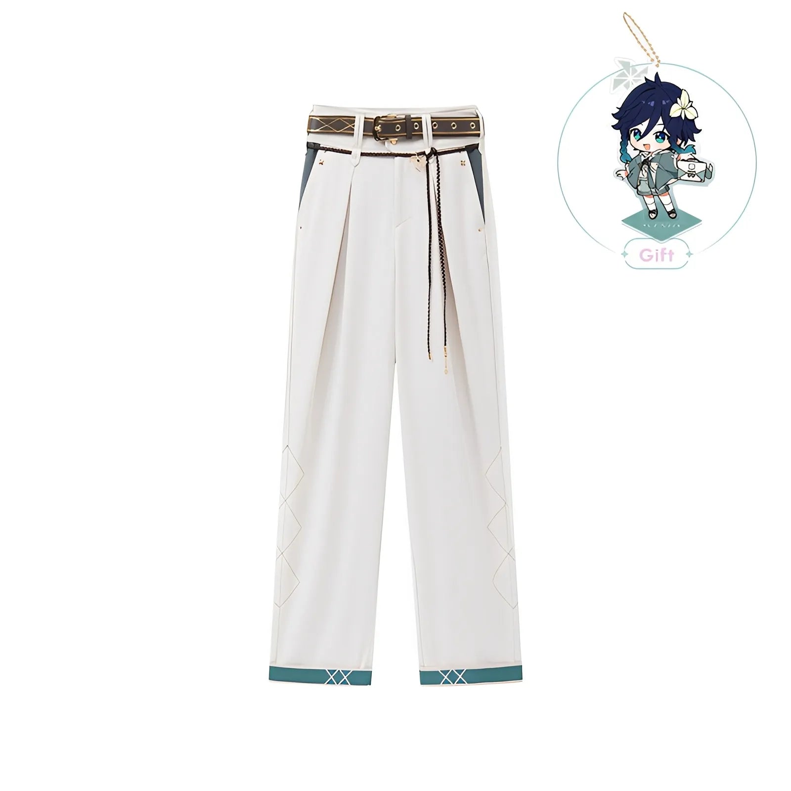 Genshin Impact Venti theme pants white front view clean background
