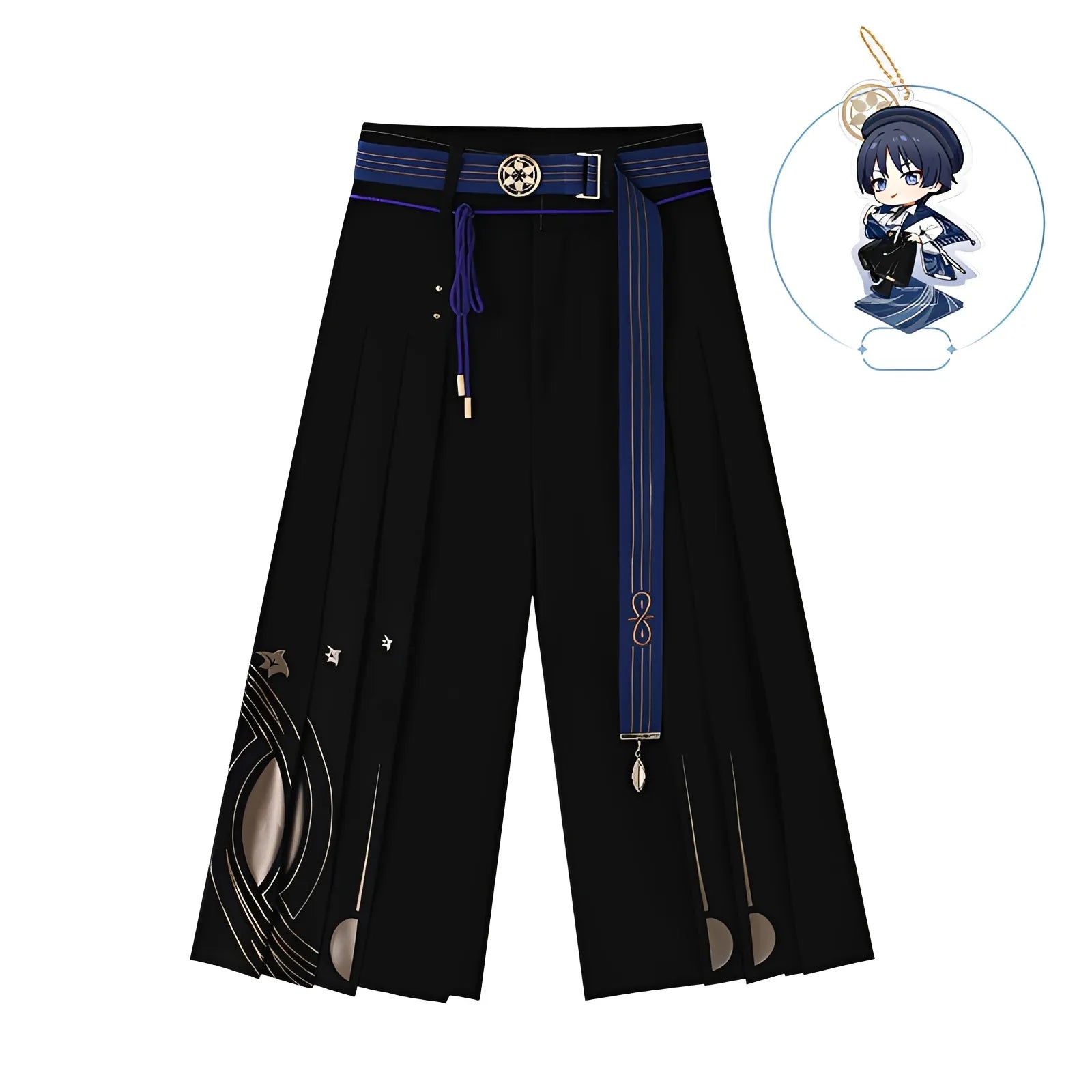 Wanderer cosplay pants embroidery and tassel detail