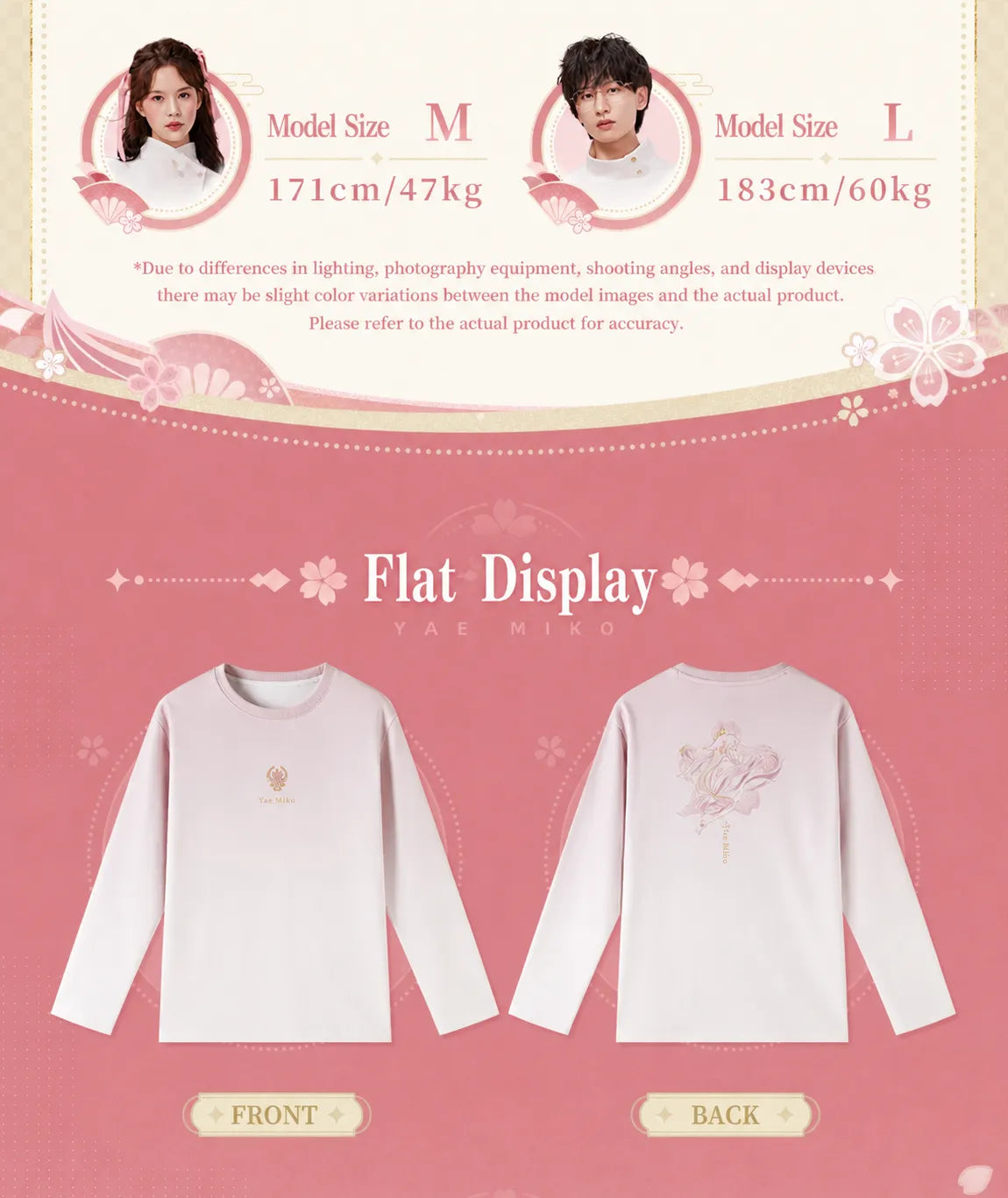 yae miko long sleeve shirt sleeve cuff and stitching detail