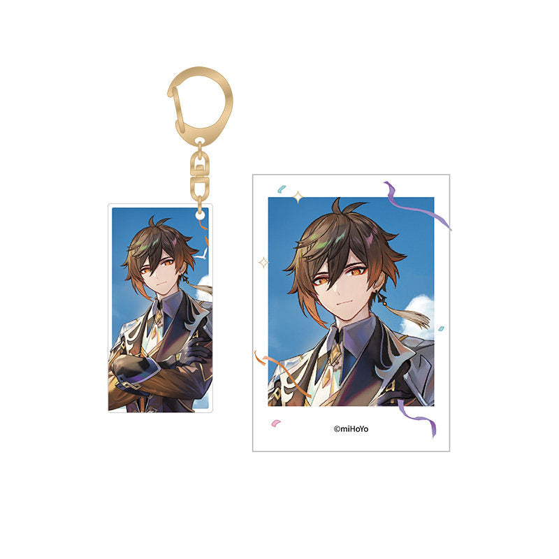Genshin Impact Zhongli 1st Anniversary keychain and photo set