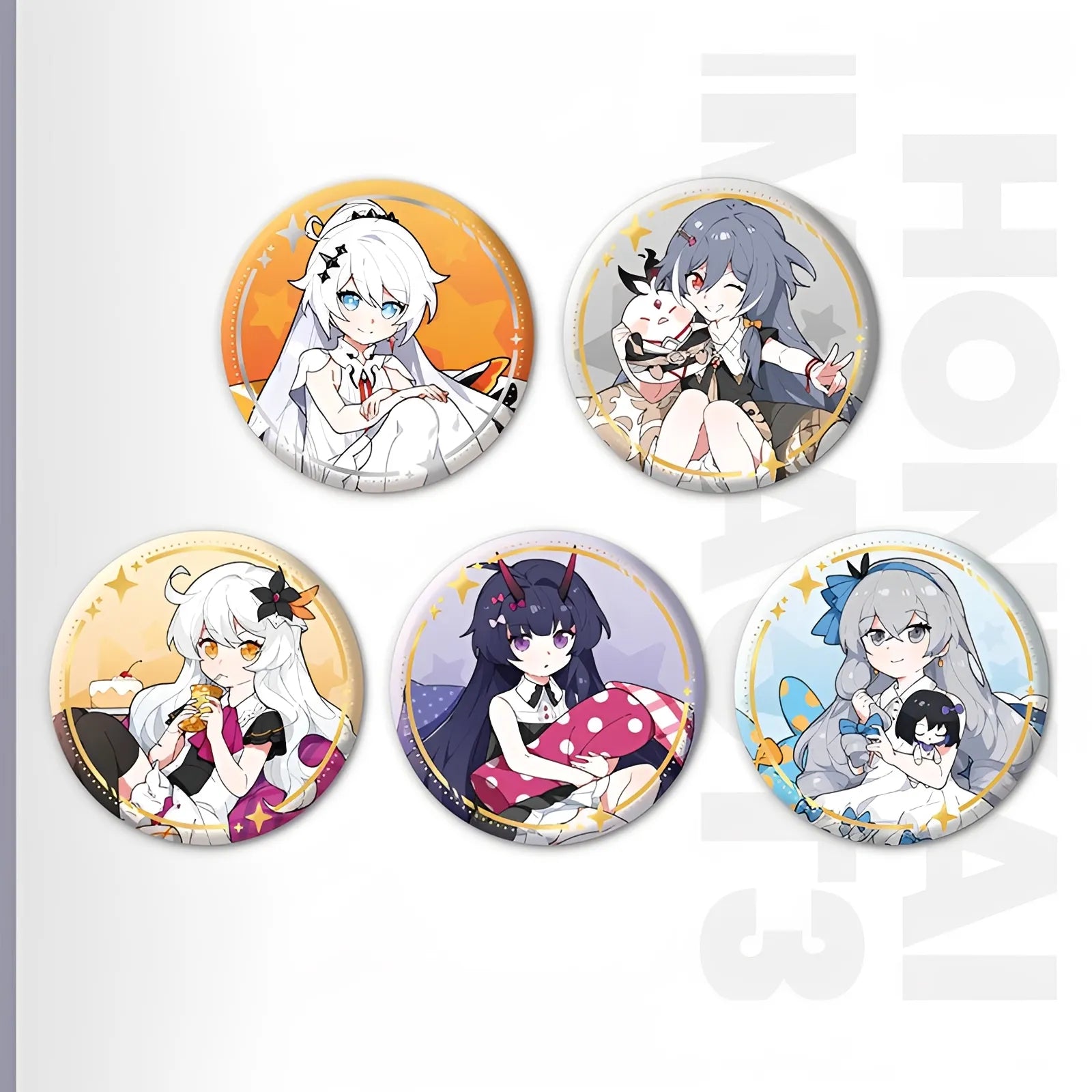 Honkai Impact 3 chibi Herrscher series tinplate badges full collection Kiana Bronya Raiden Mei Fu Hua