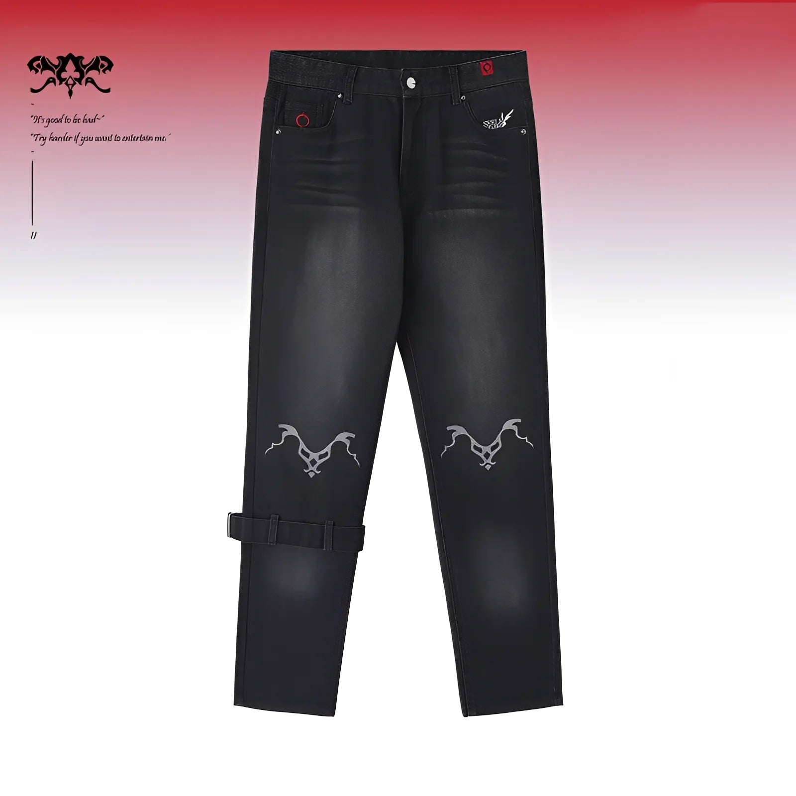 Honkai Impact 3 Seele Starchasm Nyx theme jeans leg design detail dark denim anime pants