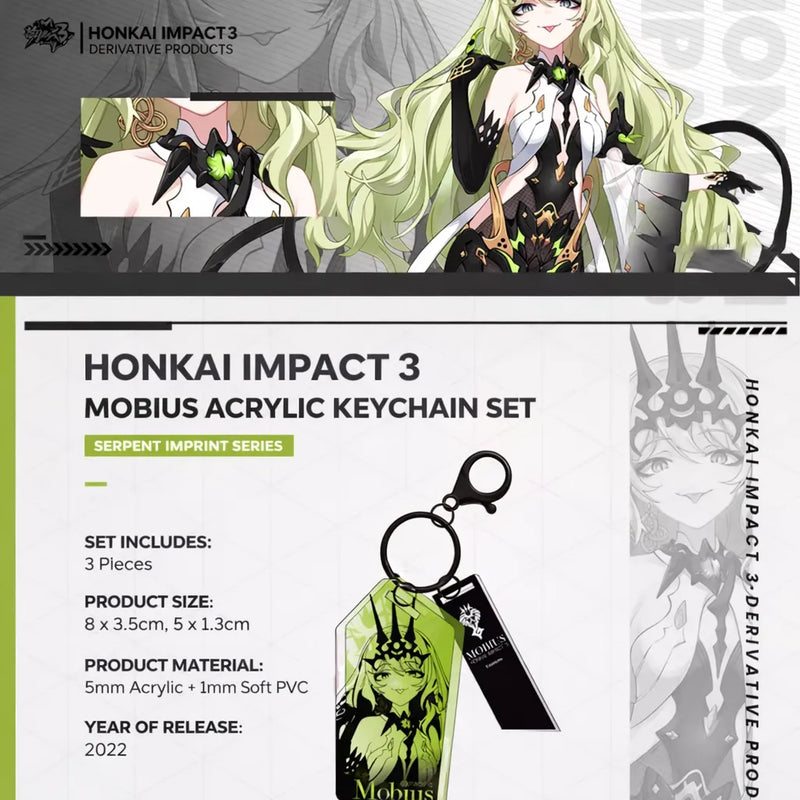 Honkai Impact 3 Serpent Imprint acrylic keychain product details showing size material and design