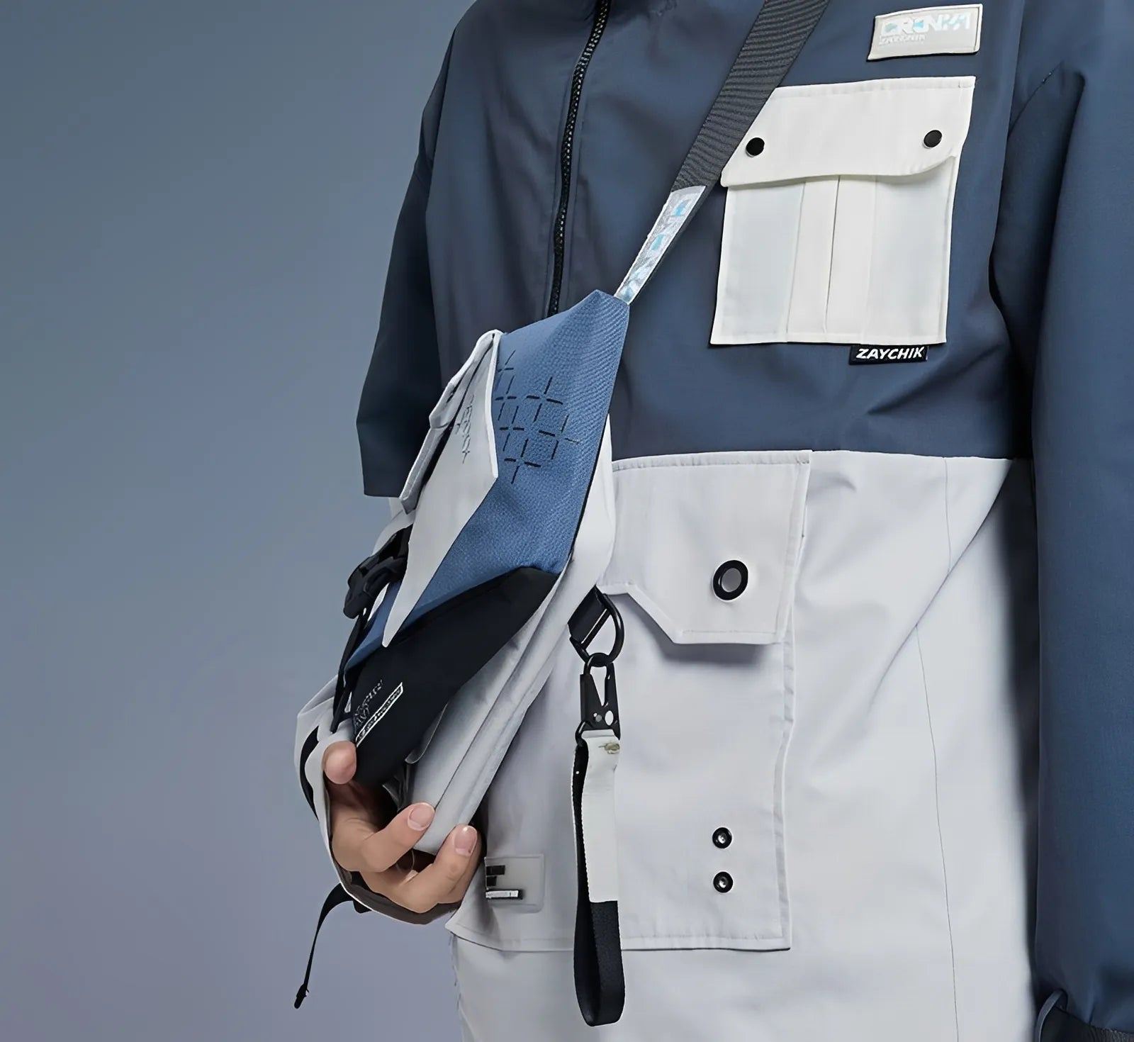 Side view of Bronya Silverwing Series chest bag from Honkai Impact 3rd with adjustable strap