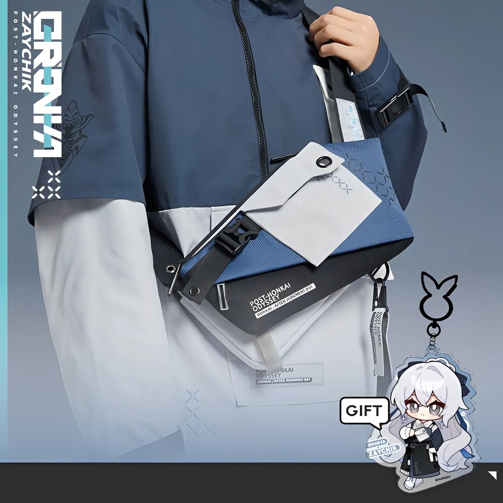 Bronya Silverwing Series chest bag from Honkai Impact 3rd techwear style crossbody bag front view
