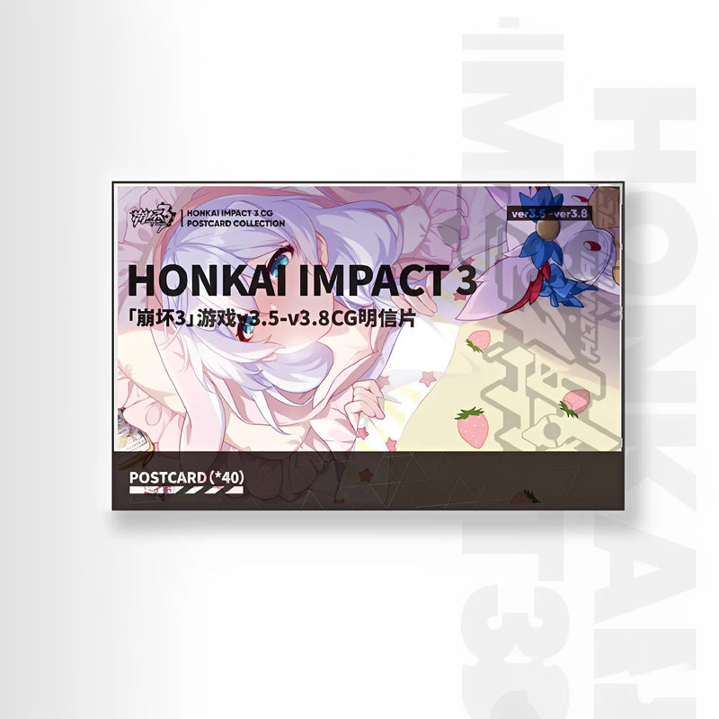 Honkai Impact 3rd CG postcard collection overview showing 40 cards