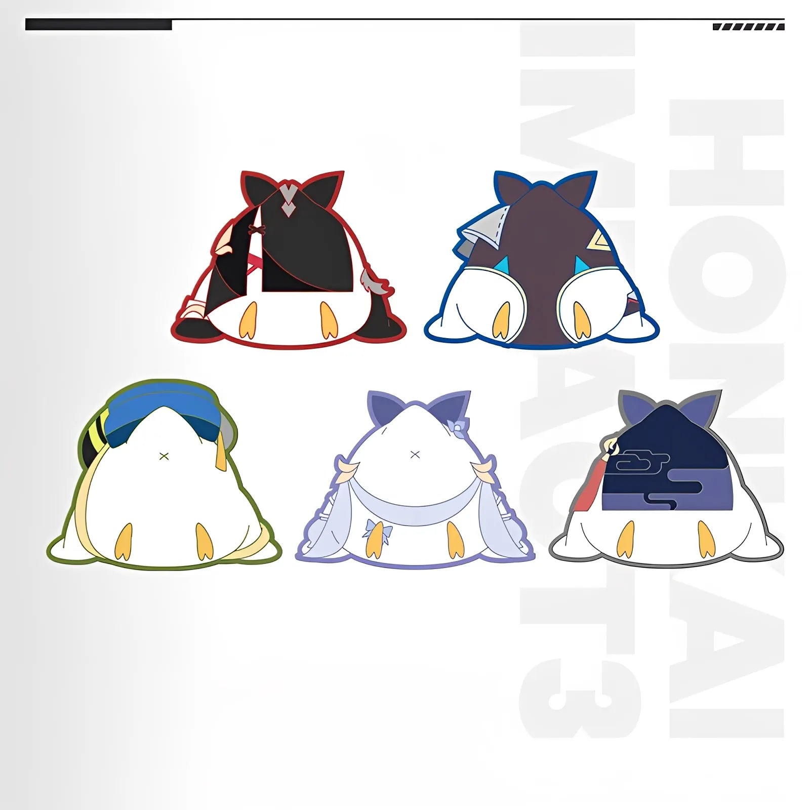 Honkai Impact 3rd Chiyuan Party Series rubber clip collection featuring Fu Hua Kiana Bronya Raiden Mei and Seele