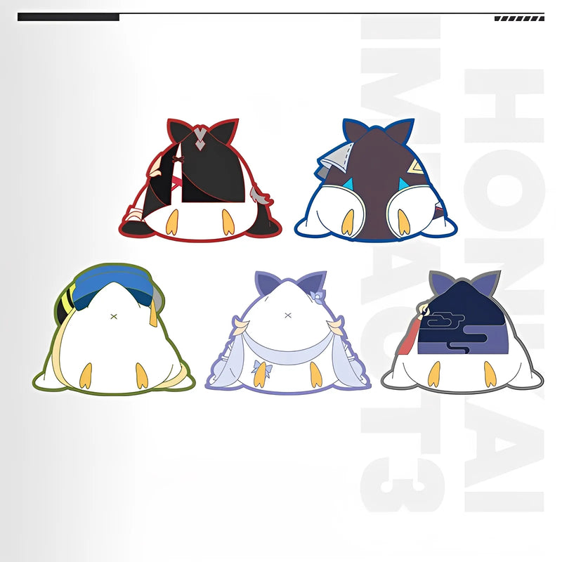 Honkai Impact 3rd Chiyuan Party Series rubber clip collection featuring Fu Hua Kiana Bronya Raiden Mei and Seele