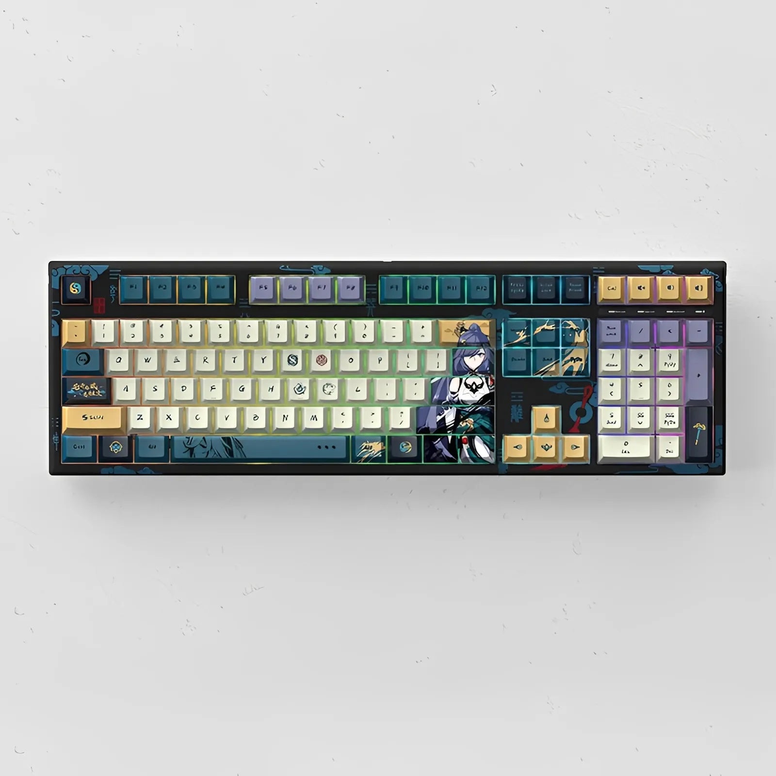 Cloud Ink Heart themed mechanical keyboard inspired by Fu Hua from Honkai Impact 3rd
