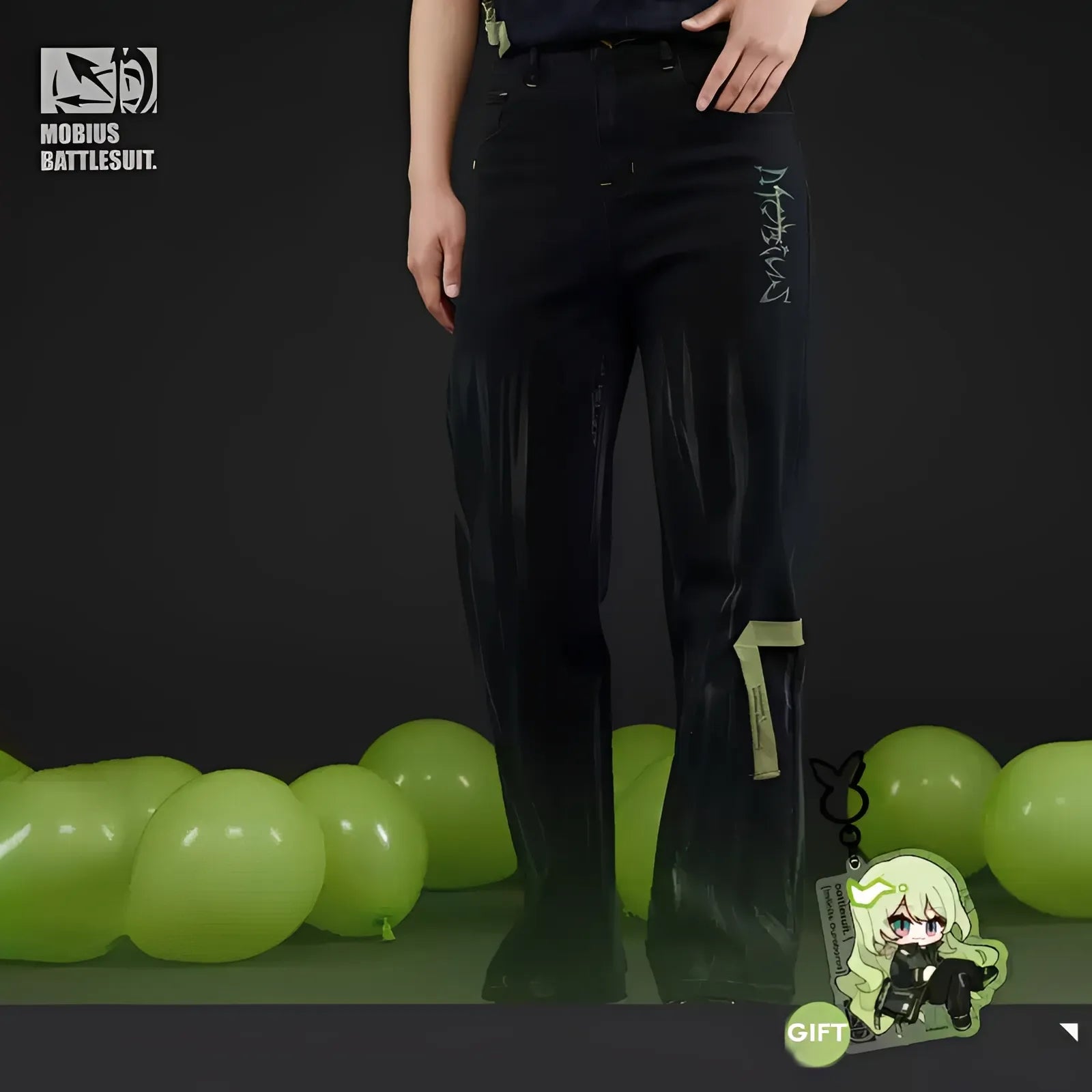 Honkai Impact 3rd Mobius Infinite Ouroboros denim pants front view anime streetwear