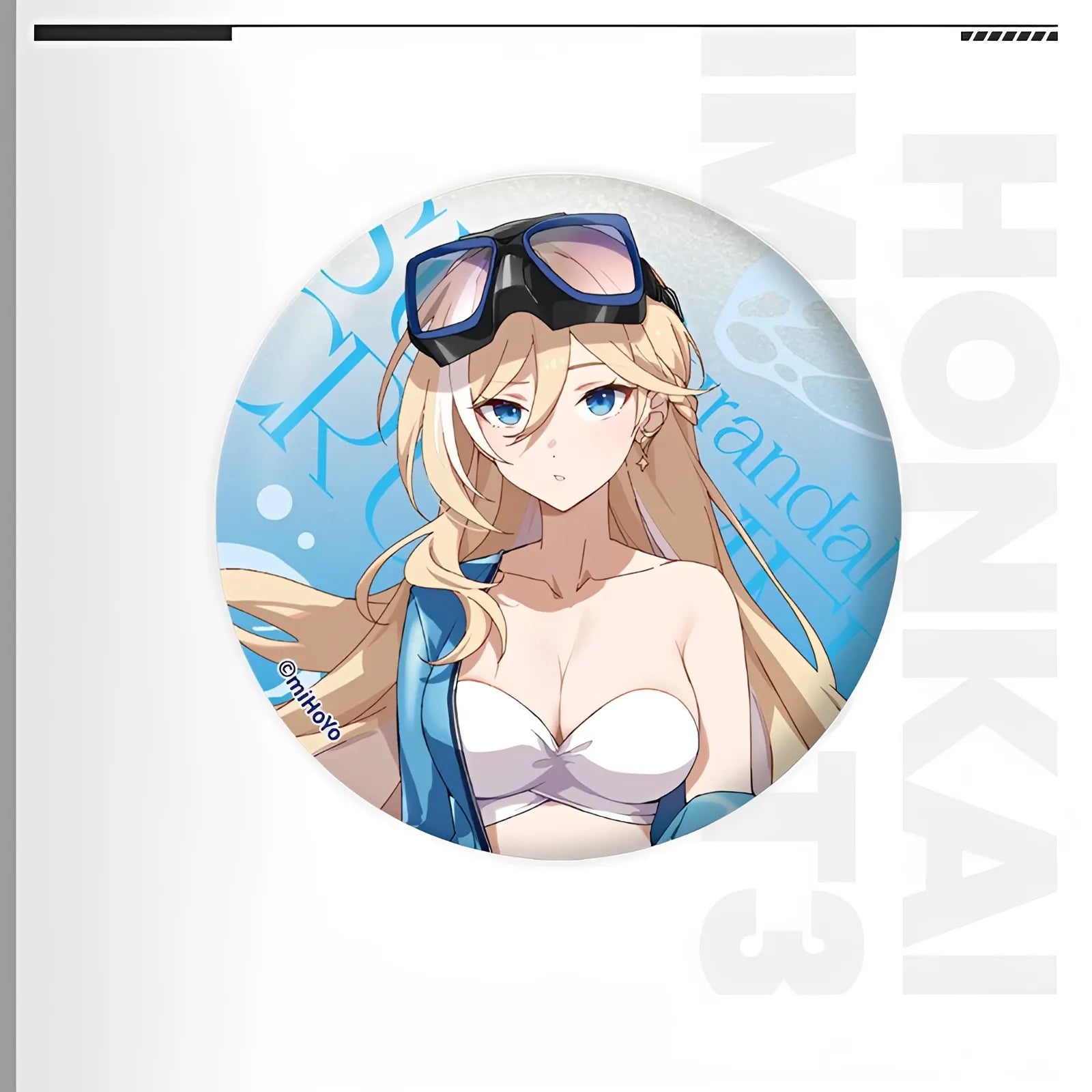 Honkai Impact 3rd Summer Series tinplate badge featuring Durandal character artwork collectible anime metal badge