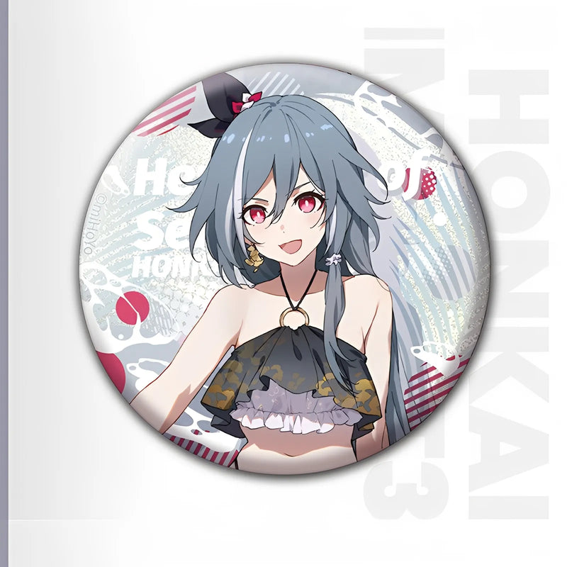 Honkai Impact 3rd Summer Series tinplate badge featuring Herrscher of Sentience character artwork collectible anime metal badge