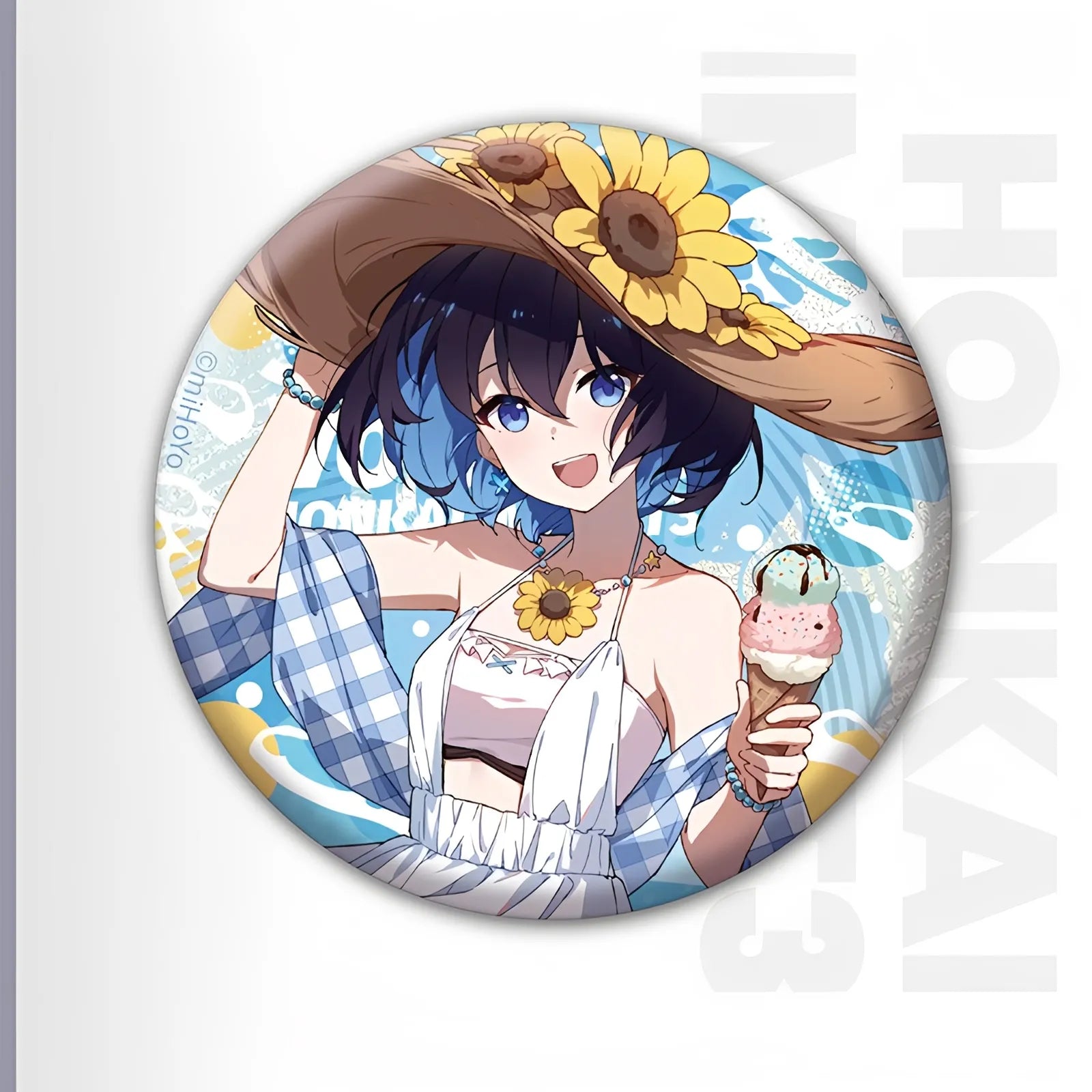 Honkai Impact 3rd Summer Series tinplate badge featuring Seele Vollerei character artwork collectible anime metal badge